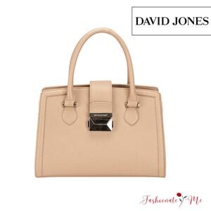 David Jones PU Leather Adjustable Shoulder Strap Satchel Handbag | Camel